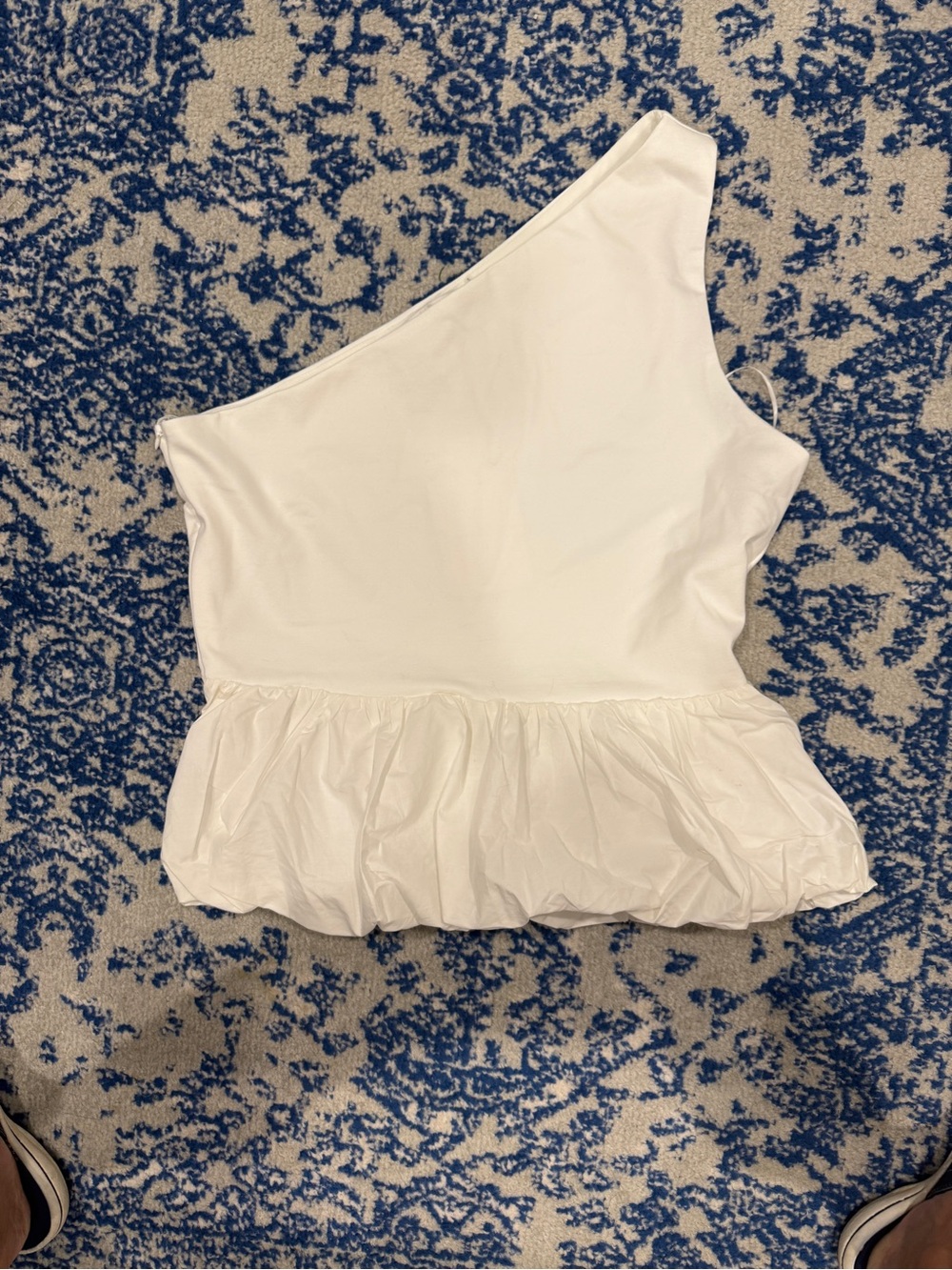 Endless Rose White One-Shoulder Peplum Camisole